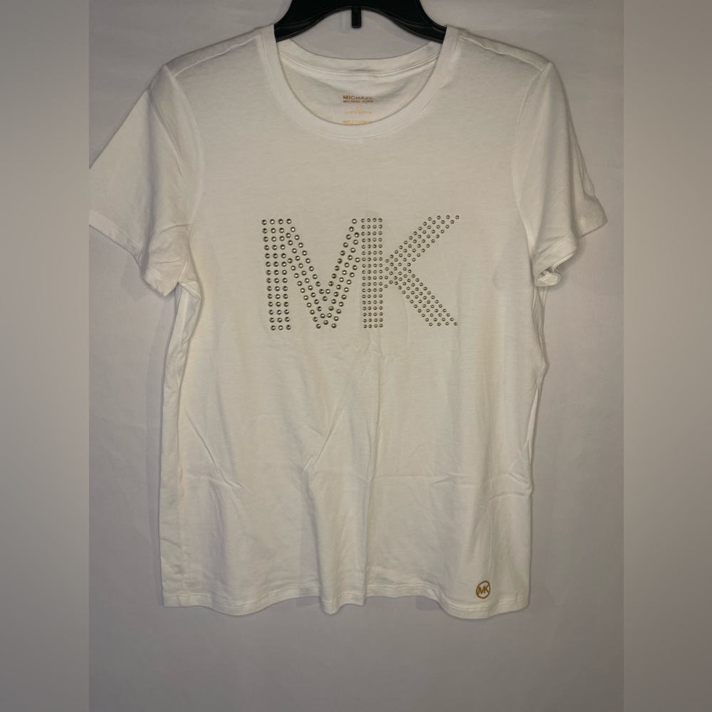 Michael Kors Tee Shirt with Raised Gold Embellishments, Size M